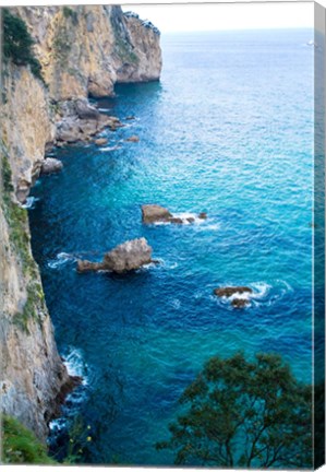 Framed Spain, Cantabria, Faro del Caballo, Mount Buciero, Cliffs Print