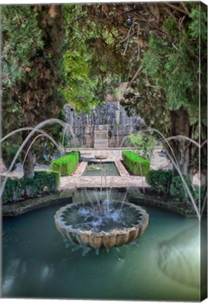 Framed Spain, Granada A Fountain in the gardens of the Alhambra Palace Print