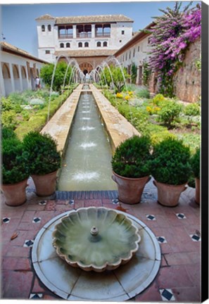 Framed Spain, Granada Patio de la Acequia at Generalife garden Print