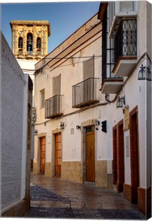 Framed Spain, Andalusia, Cadiz, Arcos De la Fontera Typical Street View Print