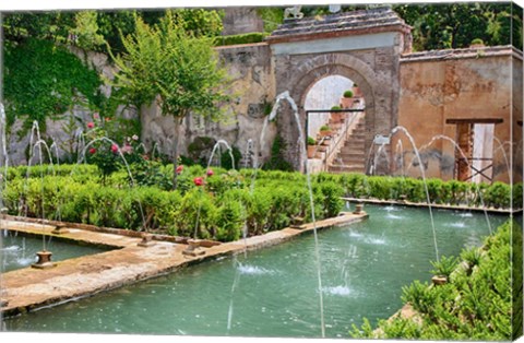 Framed Generalife gardens, Alhambra grounds, Granada, Spain Print