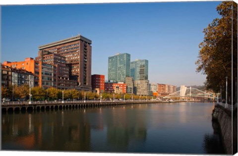 Framed Spain, Bilbao, Zubizuri Bridge over Rio de Bilbao Print