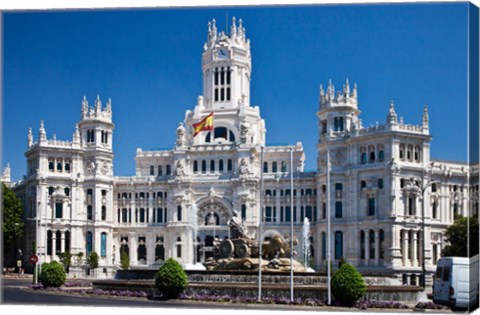 Framed Cibeles Palace is located on the Plaza de Cibeles in Madrid, Spain Print