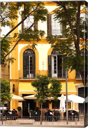 Framed Outdoor Cafes, Plaza de la Merced, Malaga, Spain Print