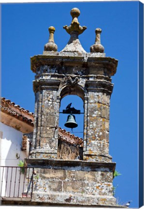 Framed Spain, Andalucia, Cadiz Bell tower of old church in Grazalema Print