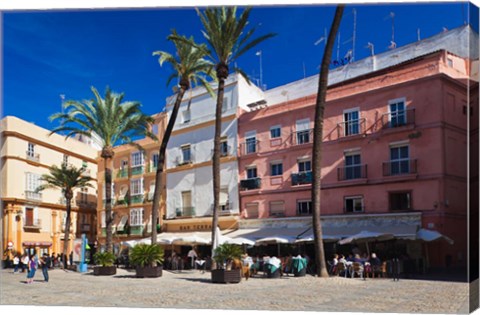 Framed Spain, Cadiz, buildings on Plaza de la Catedral Print