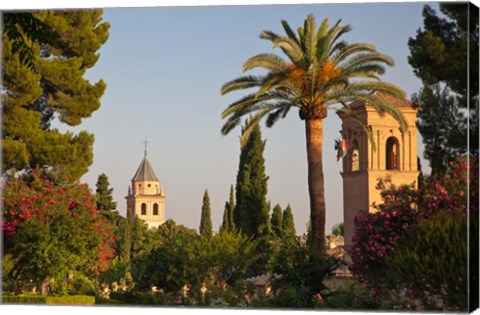 Framed Generalife gardens in the Alhambra Grounds, Granada, Spain Print