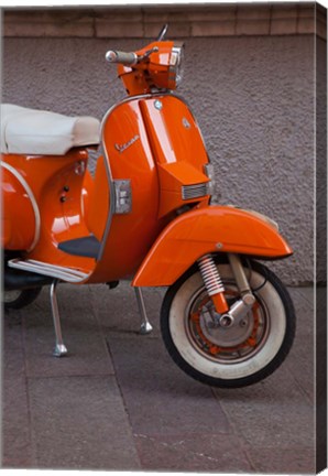 Framed Vespa Scooter, Llanes, Spain Print