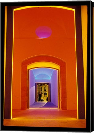 Framed Lit Doorway in the Ciutat Vella Area, Barcelona, Spain Print