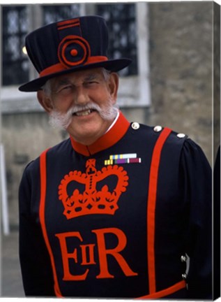 Framed Beefeater in Costume at the Tower of London, London, England Print