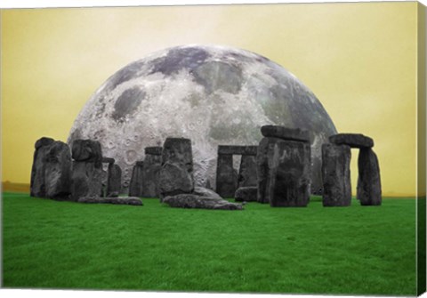 Framed Full Moon over Stonehenge, England Print