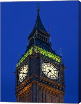 Framed Famous Big Ben Clock Tower illuminated at dusk, London, England Print