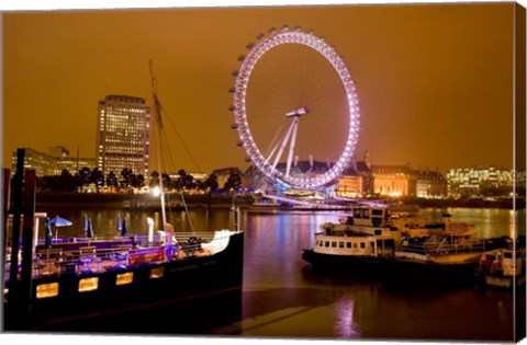 Framed England, London River Thames and London Eye Print