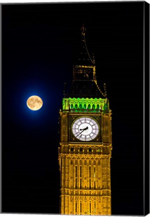 Framed London, Big Ben Clock tower, the moon Print