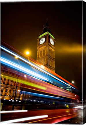 Framed London, Big Ben, Houses of Parliament, Red bus Print