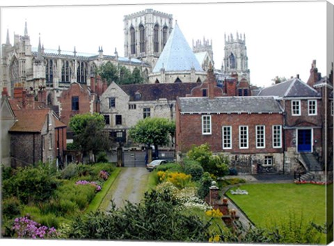 Framed Houses and Cathedral in Bath, England Print