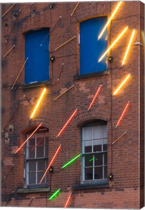 Framed Warehouse Decorated with Neon Art, Southbank, London, England Print