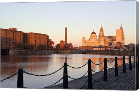 Framed Liver Building from Albert Dock, Liverpool, Merseyside, England Print