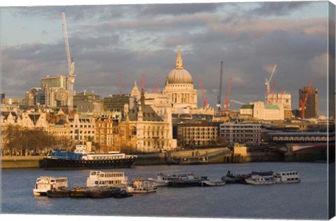 Framed North Bank of The Thames River, London, England Print