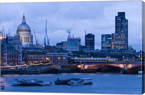 Framed View of Thames River, London, England Print