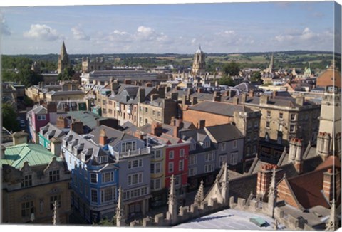 Framed High Street and Christchurch College, Oxford, England Print