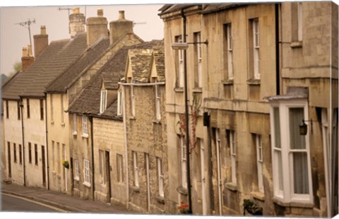 Framed High Street Buildings, Cotswold Village, Gloucestershire, England Print