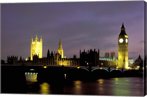 Framed Big Ben and the Houses of Parliament at Night, London, England Print