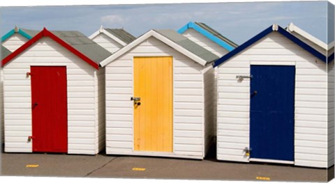 Framed Bath Houses in Paignton, Devon, England Print