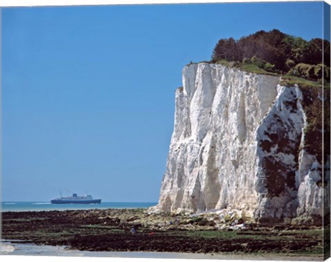 Framed England, County Kent, White Cliffs of Dover, Ship Print