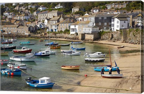 Framed Boats in Mousehole Harbour, near Penzance, Cornwall, England Print