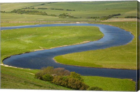 Framed River Cuckmere, near Seaford, East Sussex, England Print