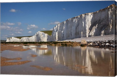 Framed Seven Sisters Chalk Cliffs, Birling Gap, East Sussex, England Print