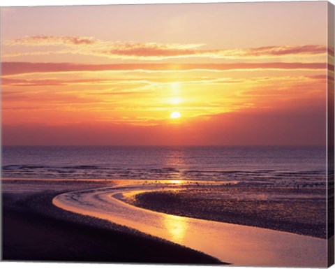 Framed Sunset, Blackpool, Lancashire, England Print