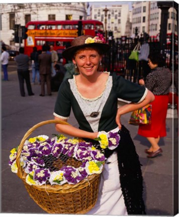 Framed Flower Vendor, London, England Print