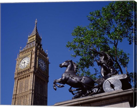 Framed Big Ben and Statue of Boadicea, London, England Print