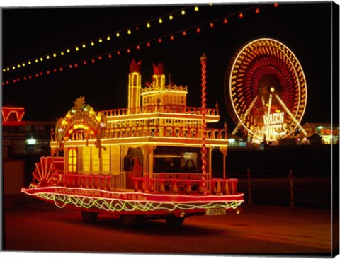 Framed Show Boat and Blackpool Illuminations, Lancashire, England Print