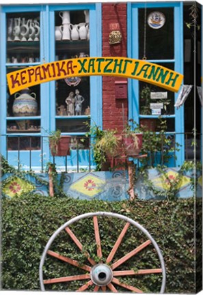 Framed Ceramic Shop, Agiasos, Lesvos, Mytilini, Aegean Islands, Greece Print