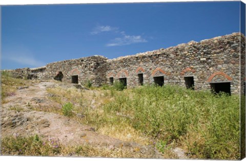 Framed Detail of Old Fortress, Sigri, Lesvos, Mithymna, Northeastern Aegean Islands, Greece Print