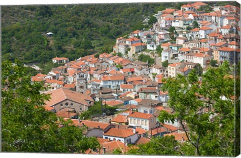 Framed Hillside Town View, Agiasos, Lesvos, Mytilini, Aegean Islands, Greece Print