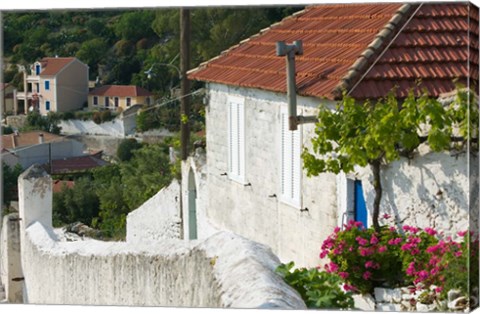Framed Hillside Vacation Villa Detail, Assos, Kefalonia, Ionian Islands, Greece Print