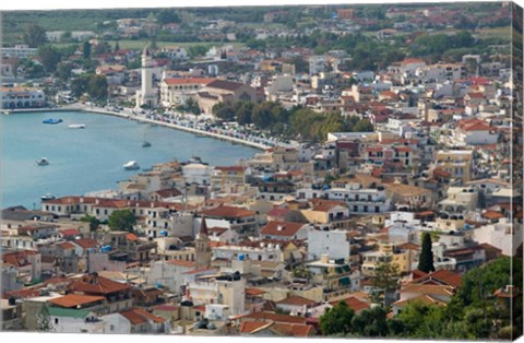 Framed Morning Town View from Venetian Kastro Castle, Zakynthos, Ionian Islands, Greece Print