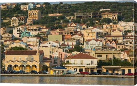 Framed Morning View of Town from Argostoli Bay, Argostoli, Kefalonia, Ionian Islands, Greece Print