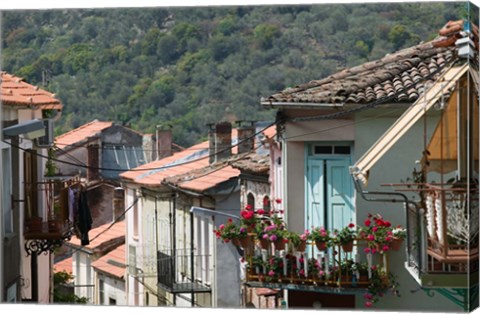 Framed Mountain Town, Agiasos, Lesvos, Mytilini, Aegean Islands, Greece Print