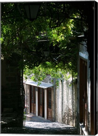 Framed Shaded Shopping Street, Lesvos, Mithymna, Northeastern Aegean Islands, Greece Print