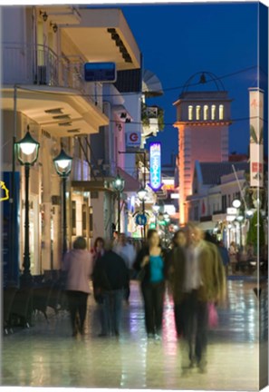 Framed Shoppers on Lithostrotou Street, Argostoli, Kefalonia, Ionian Islands, Greece Print