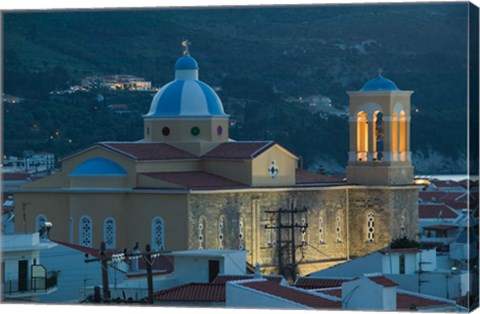 Framed Town Church, Kokkari, Samos, Aegean Islands, Greece Print