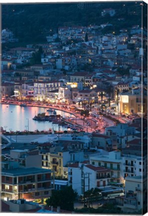 Framed Town View with Vathy Bay, Vathy, Samos, Aegean Islands, Greece Print