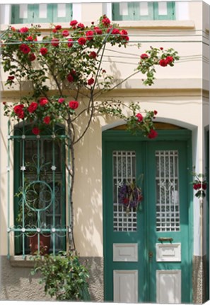 Framed Village Doorway, Agiasos, Lesvos, Mytilini, Aegean Islands, Greece Print