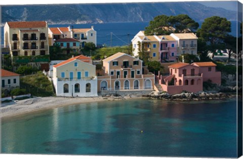Framed Waterfront Resort Houses, Assos, Kefalonia, Ionian Islands, Greece Print