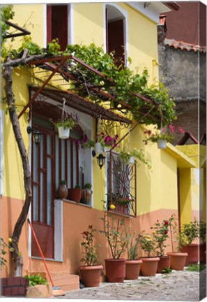 Framed Yellow House, Agiasos, Lesvos, Mytilini, Aegean Islands, Greece Print